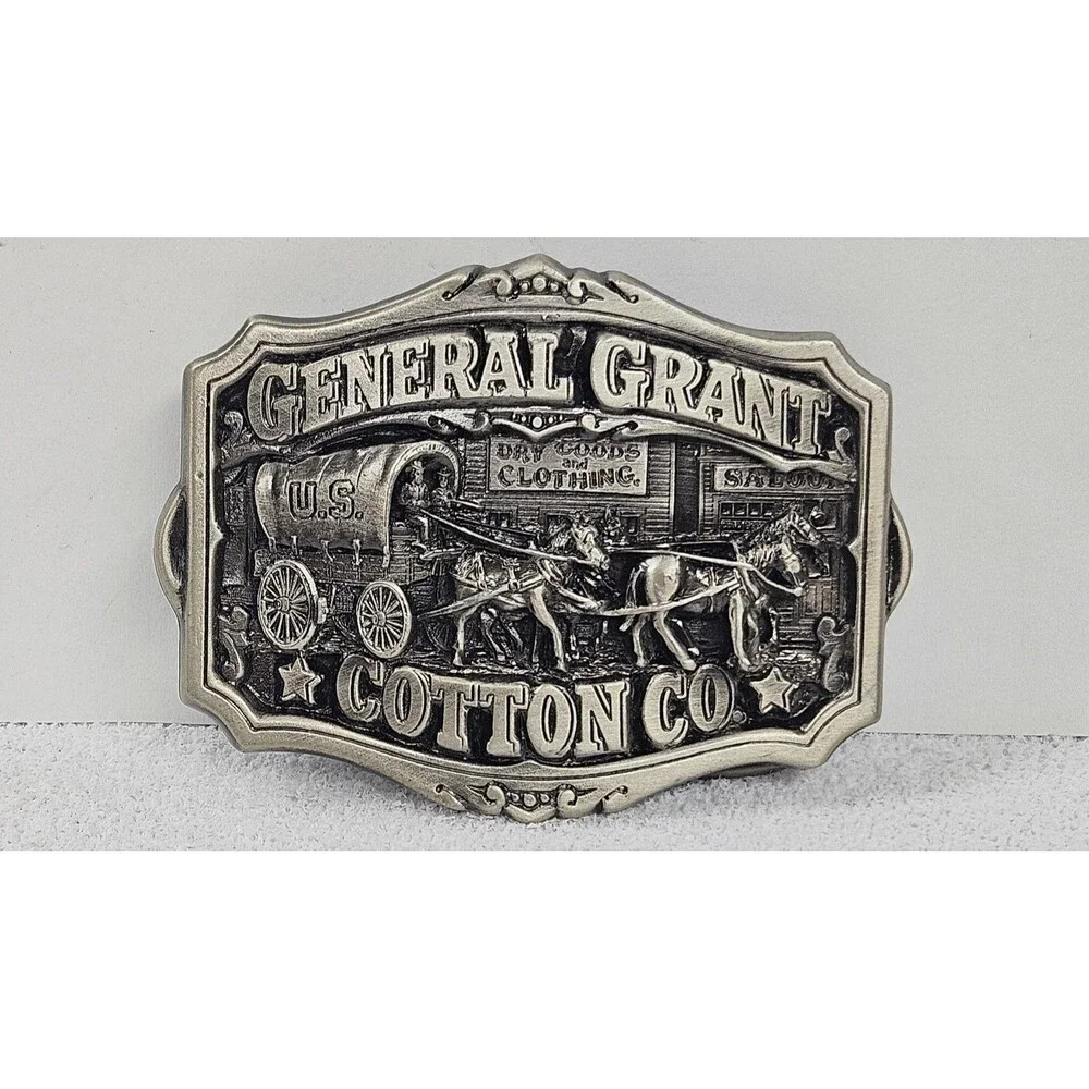 Great American Buckle Co. Belt Buckle Mens General Grant Cotton Co 1985